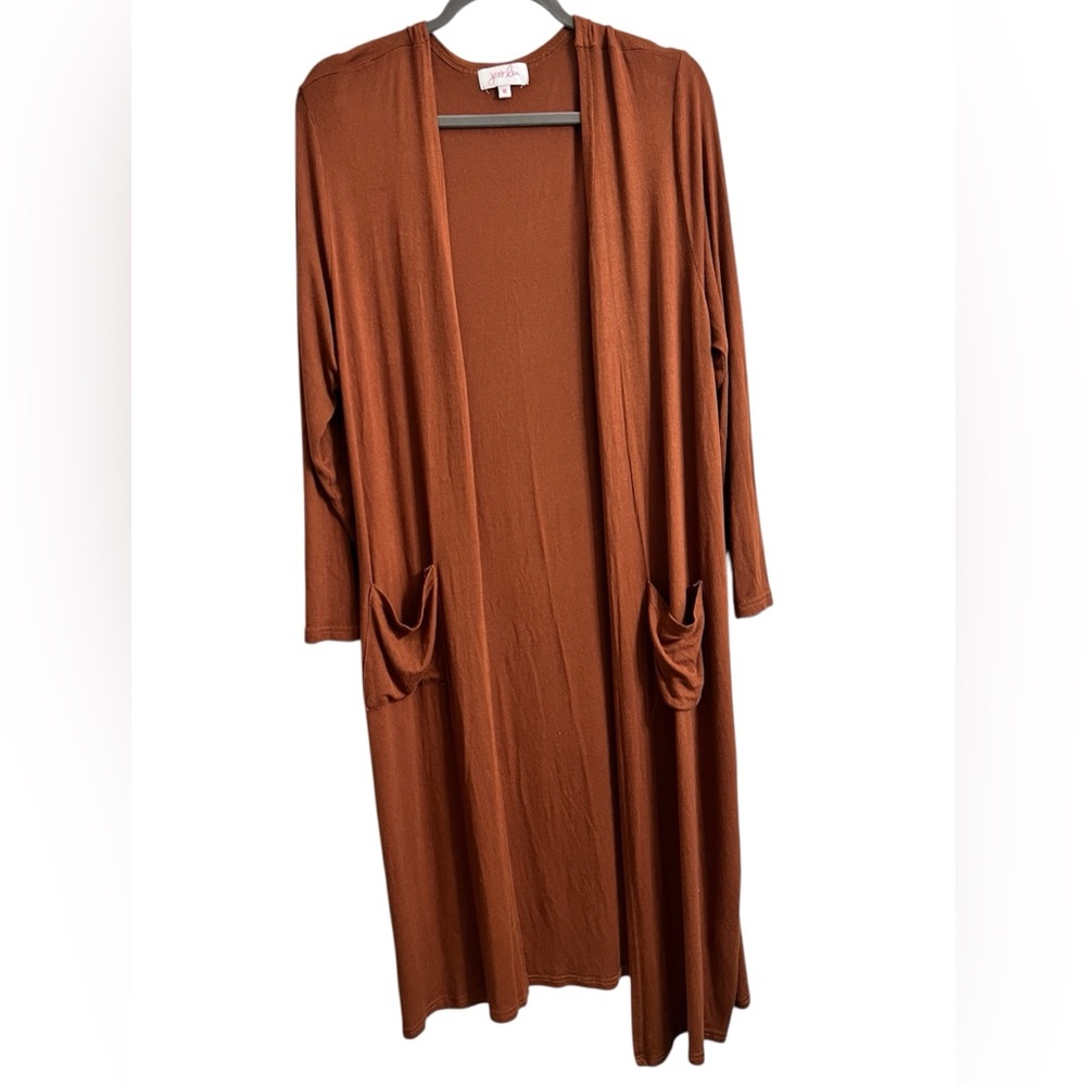 Jess Lea Women’s Long Cardigan with Pockets in Rust
